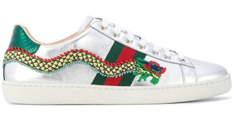 dragon design shoes gucci|Gucci sneakers embroidered.